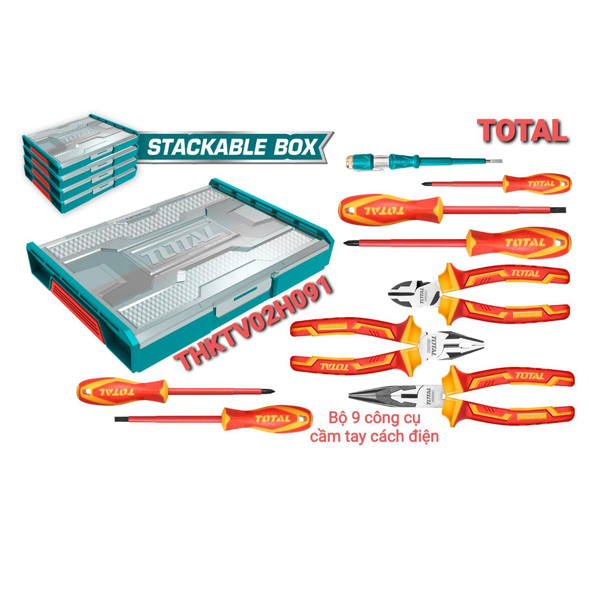 Bộ 9 công cụ cầm tay cách điện Total THKTV02H091