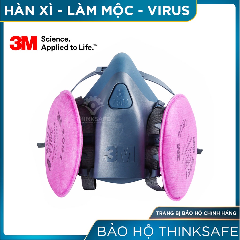 Bộ Mặt Nạ Phòng Độc 3M 7502 Kết Hợp Phin 3M 2091