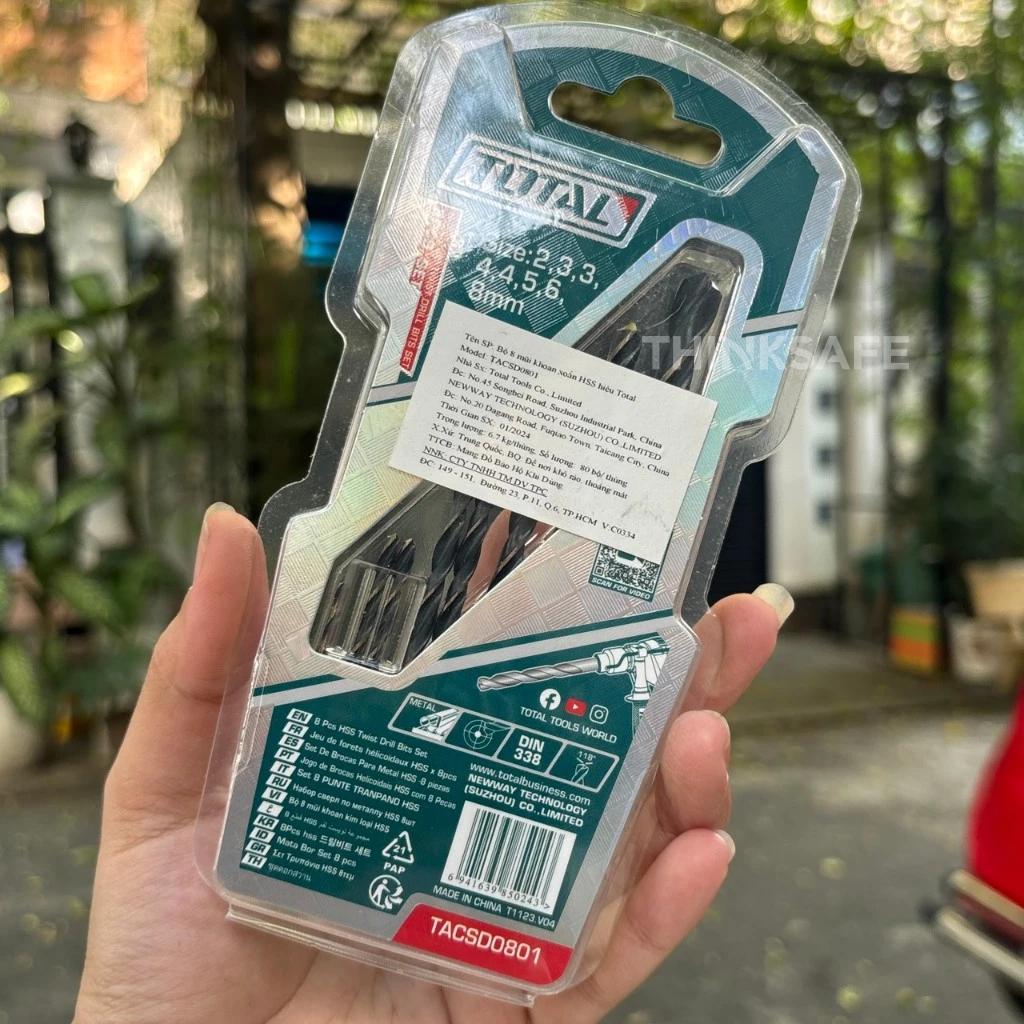 Bộ mũi khoan kim loại HSS 6-19 chi tiết Total nhiều kích thước 1-10mm Mũi khoan sắt, khoét lỗ kim loại -  Thinksafe