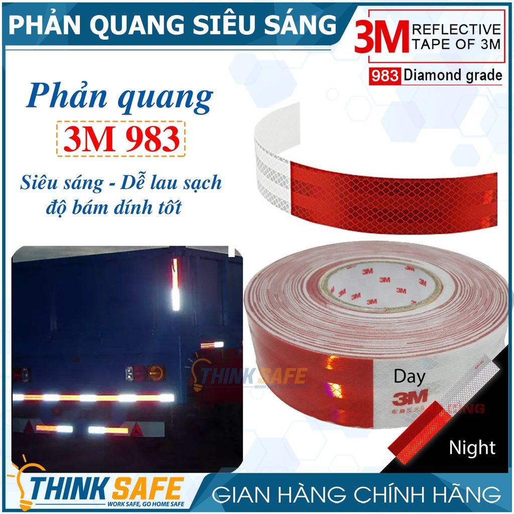 Băng keo Decal Phản Quang 3M 983 Đỏ Trắng