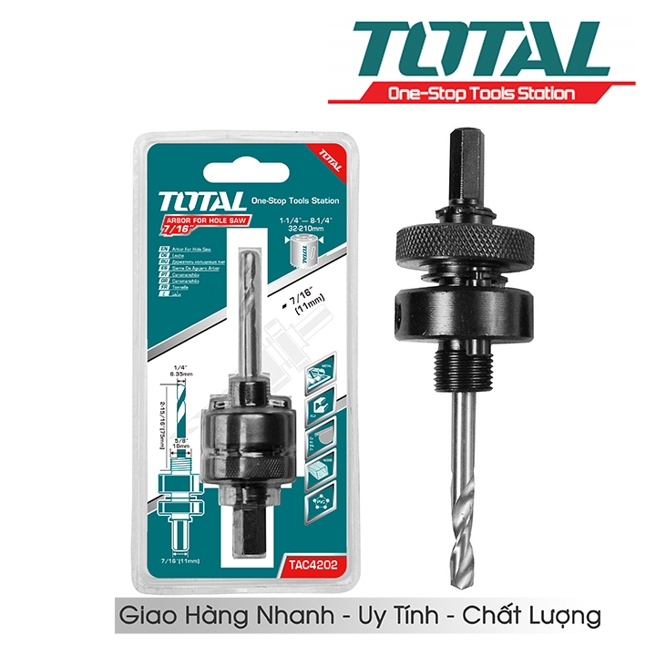 Khớp nối của mũi khoét lỗ Total TAC4201 TAC4202 đầu lục giác 3/8 inch và 7/16 inch phù hợp mũi khoét 14-30mm và 32-210mm