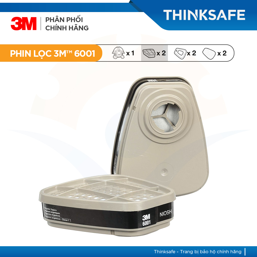 Bộ mặt nạ phòng độc 3M 7502 kết hợp phin lọc 3M 6001