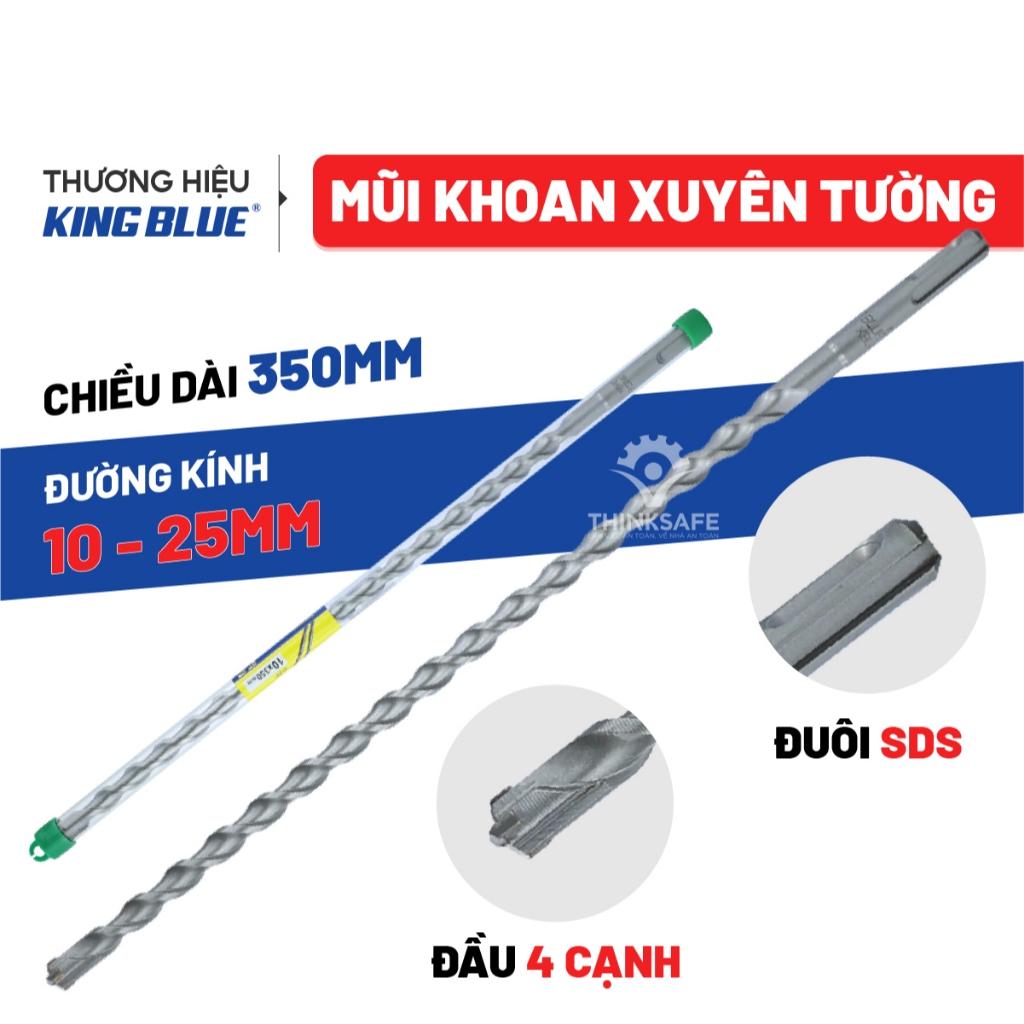 Mũi Khoan Xuyên Tường 4 Cạnh chuôi gài KingBlue KBL4 đường kính 10-25mm, dài 350mm Mũi khoan bê tông