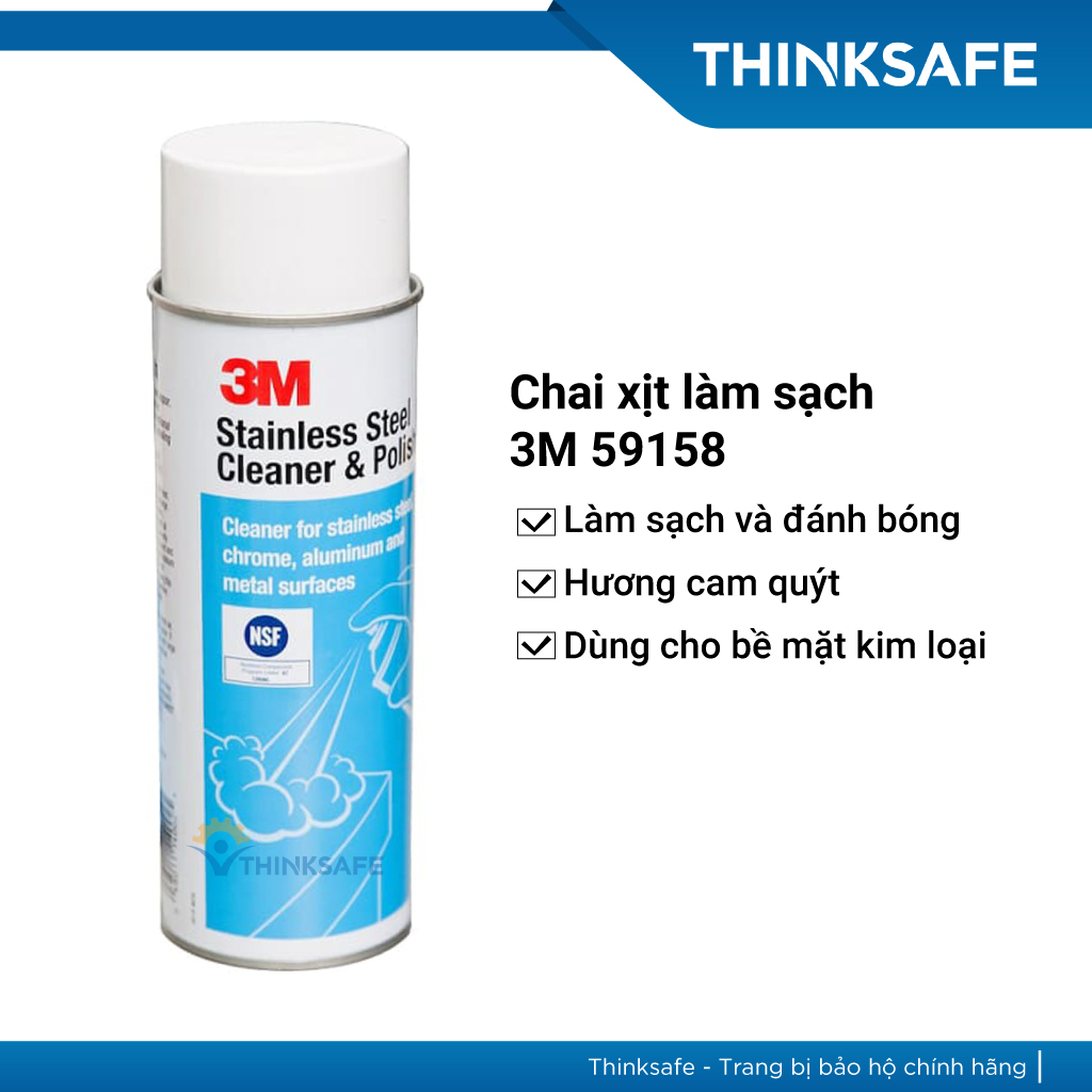 Chai hoá chất xịt tẩy rửa đánh bóng inox 3M Stainless Steel Cleaner Polish 59158