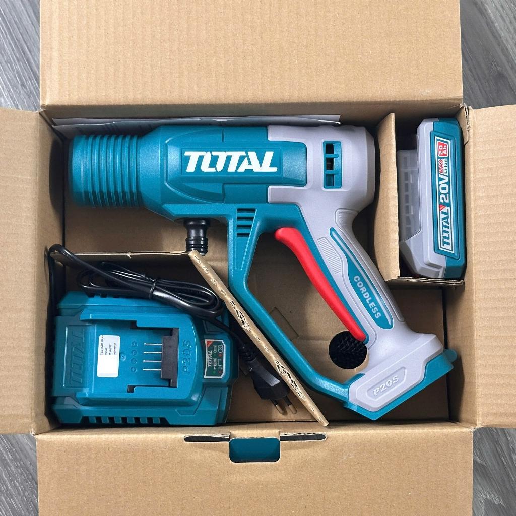 Máy xịt rửa áp lực pin 20V Total TPWLI20362 Máy rửa xe pin 24.8 bar, lưu lượng 2.8 lít/phút kèm phụ kiện