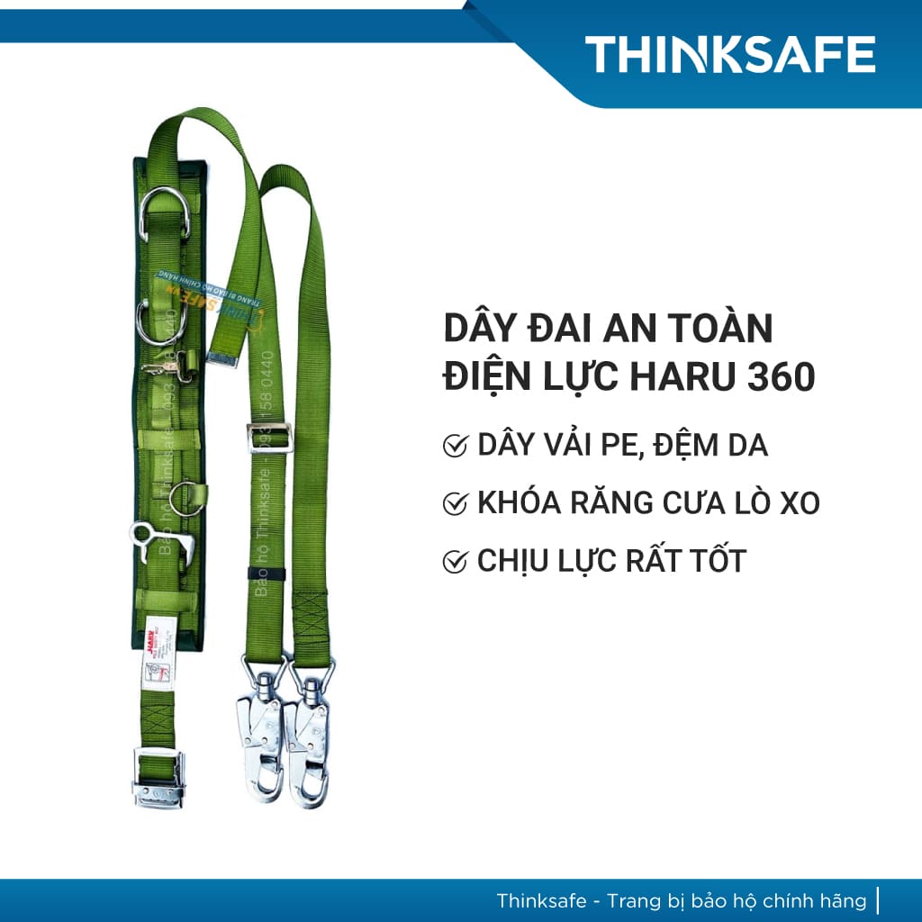 Dây đai an toàn điện lực Haru 360 (Có Tán Đinh)