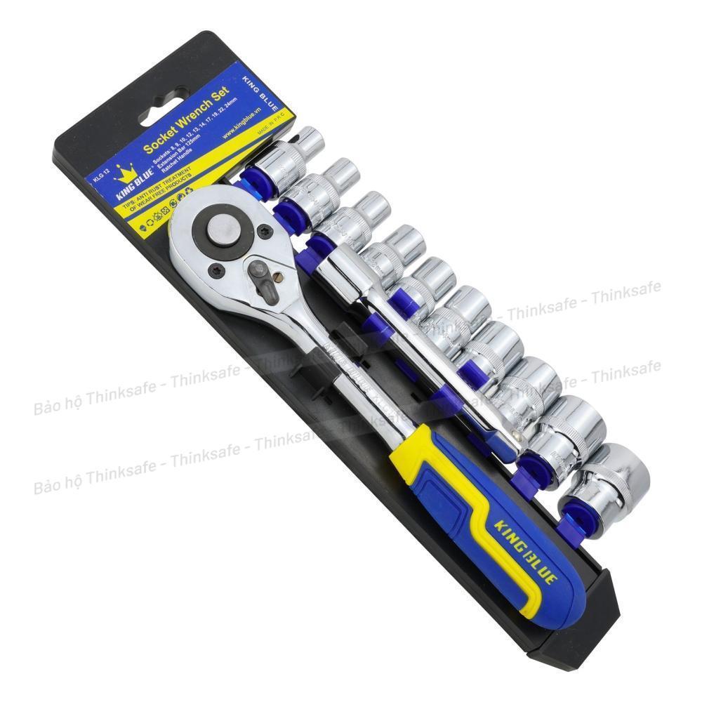 Bộ Cần Siết Tự Động Và Đầu Tuýp 12 Chi Tiết KingBlue 1/4 -1/2 inch thép crv siêu cứng, chịu lực, chịu nhiệt tốt
