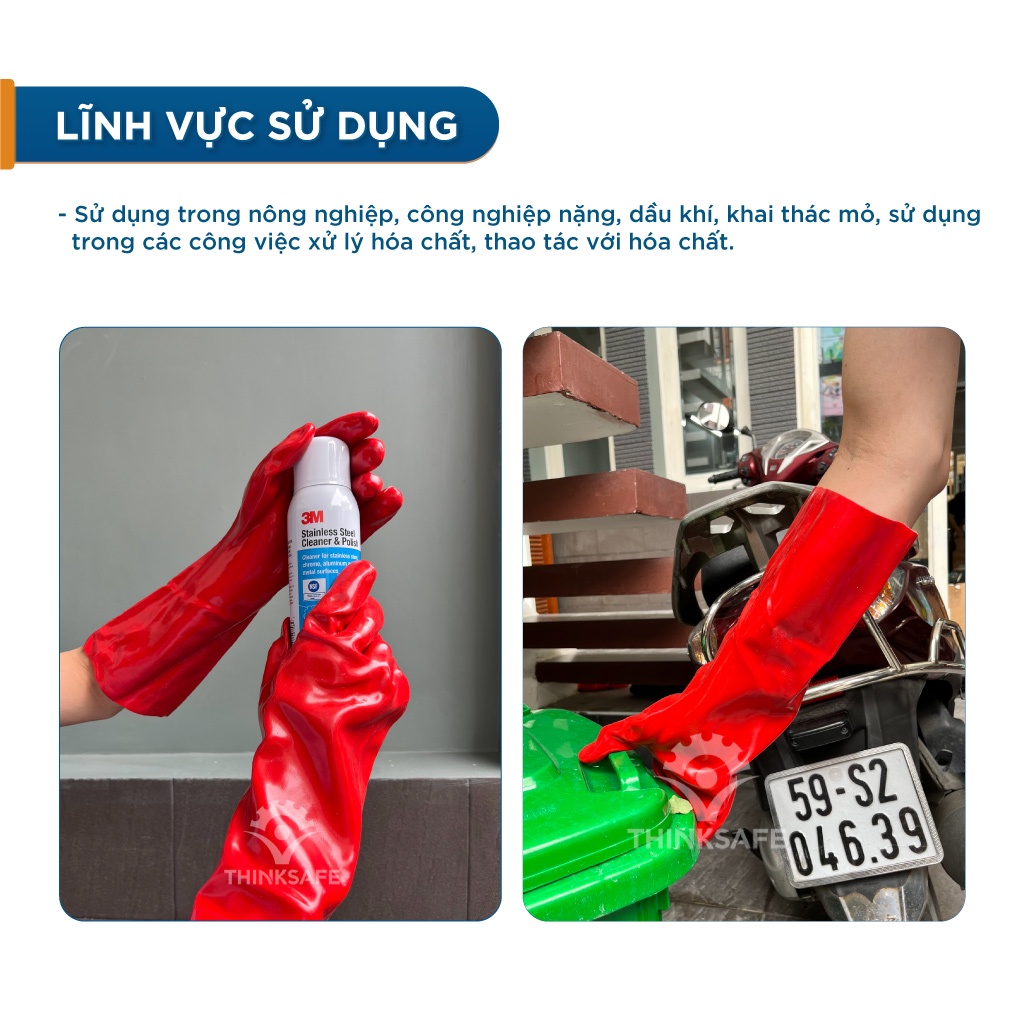 Găng tay chống hóa chất Deltaplus PVCC400 chống dầu, hóa chất chuyên dùng công việc cơ khí máy móc