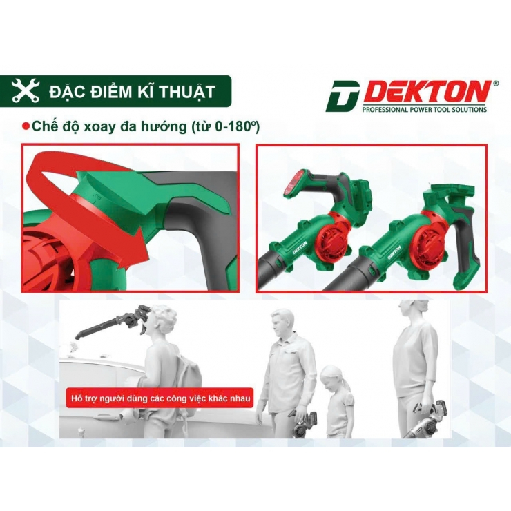 Thân máy thổi bụi, thổi lá Dekton M21-TB03 3 cấp chỉnh gió, chế độ xoay đa hướng, có thể bơm hơi, bơm bóng - Thinksafe