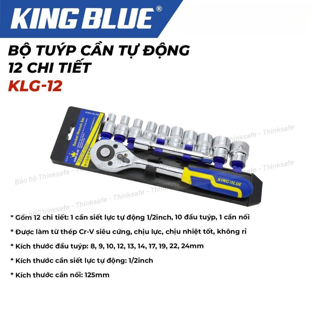 Bộ Cần Siết Tự Động Và Đầu Tuýp 12 Chi Tiết KingBlue 1/4 -1/2 inch thép crv siêu cứng, chịu lực, chịu nhiệt tốt