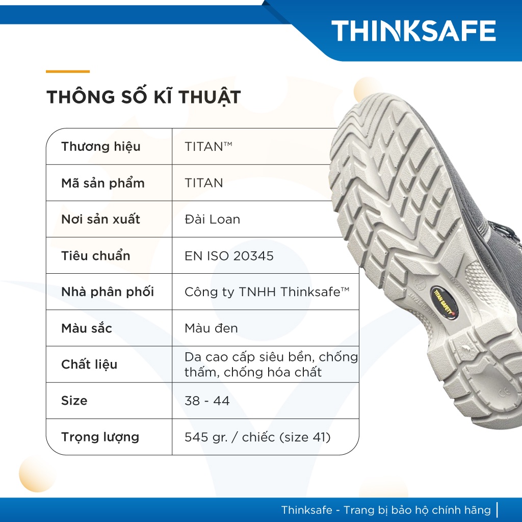 Giày bảo hộ lao động Titan da bò chống nước chống tĩnh điện chống đinh thời trang Giày Jogger chính hãng - THINKSAFE