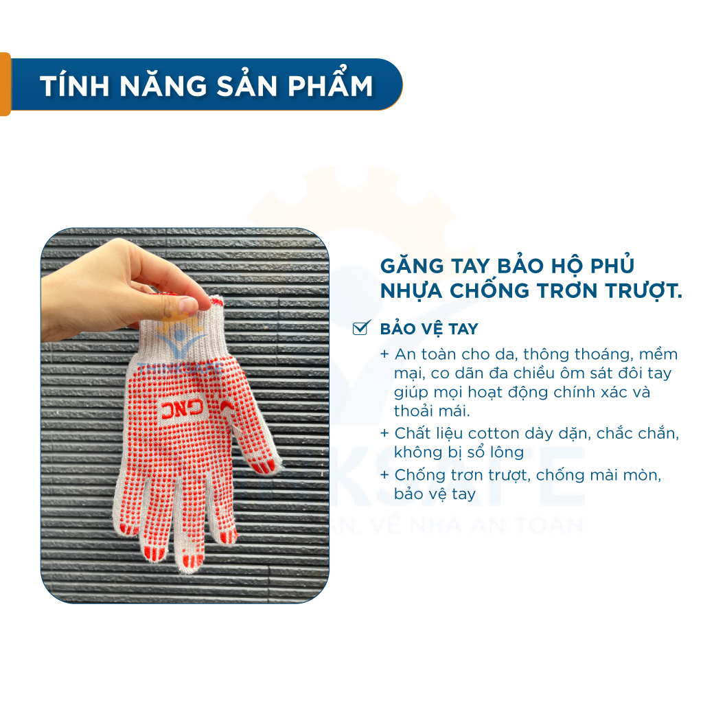 Găng tay phủ hạt nhựa ôm tay GNC