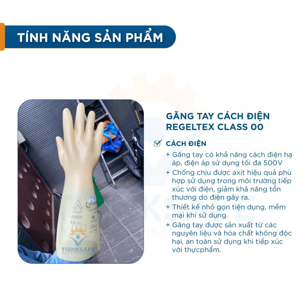 Găng tay cách điện hạ áp 500V Regeltex Class 00