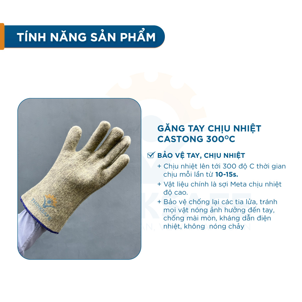 Găng tay chịu nhiệt Castong xám 300℃