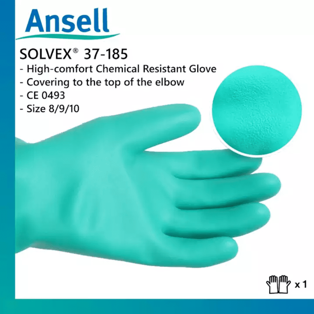 Găng tay chống hóa chất Ansell 37-185 | Bao tay cao su dài 45cm