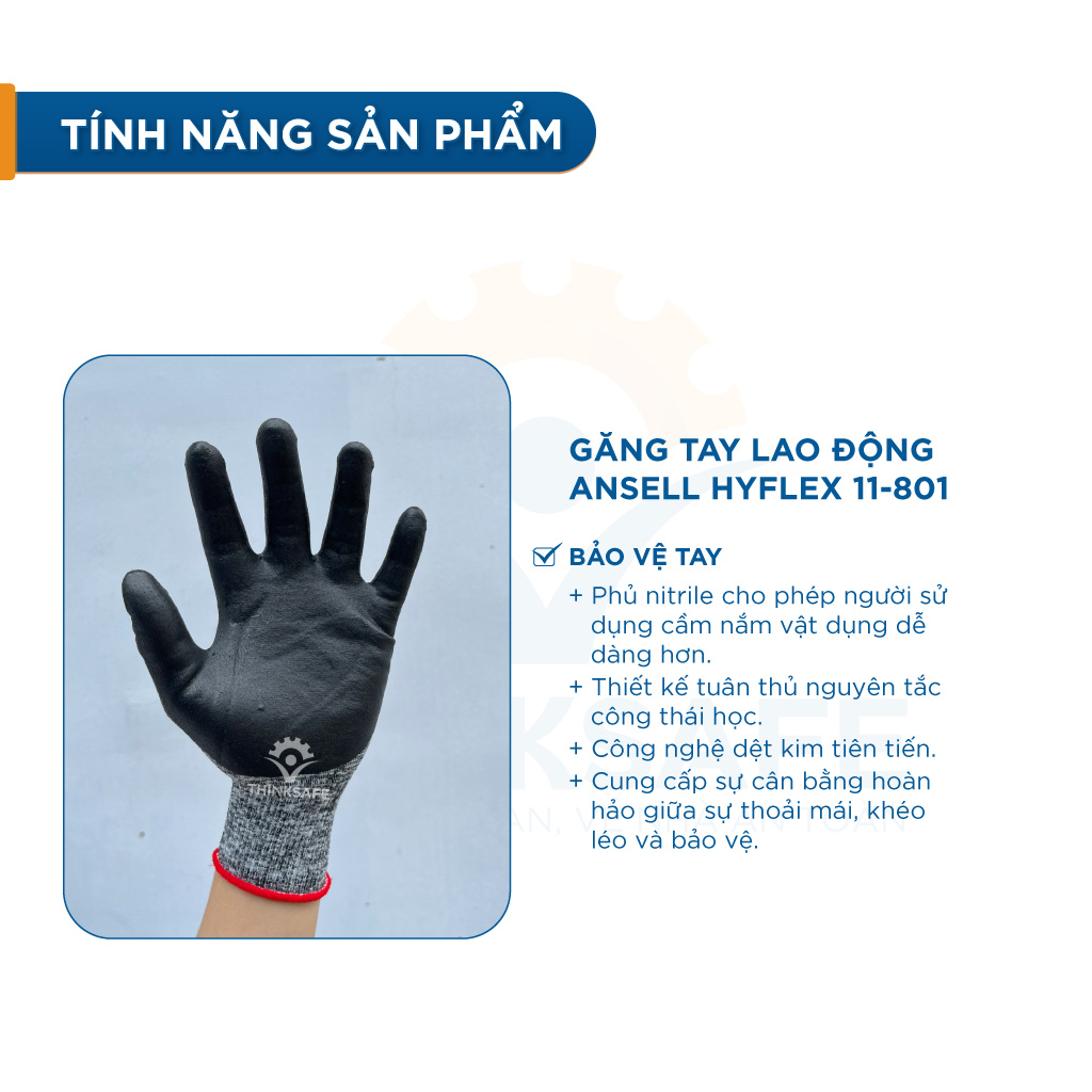 Găng tay lao động Ansell Hyflex 11-801