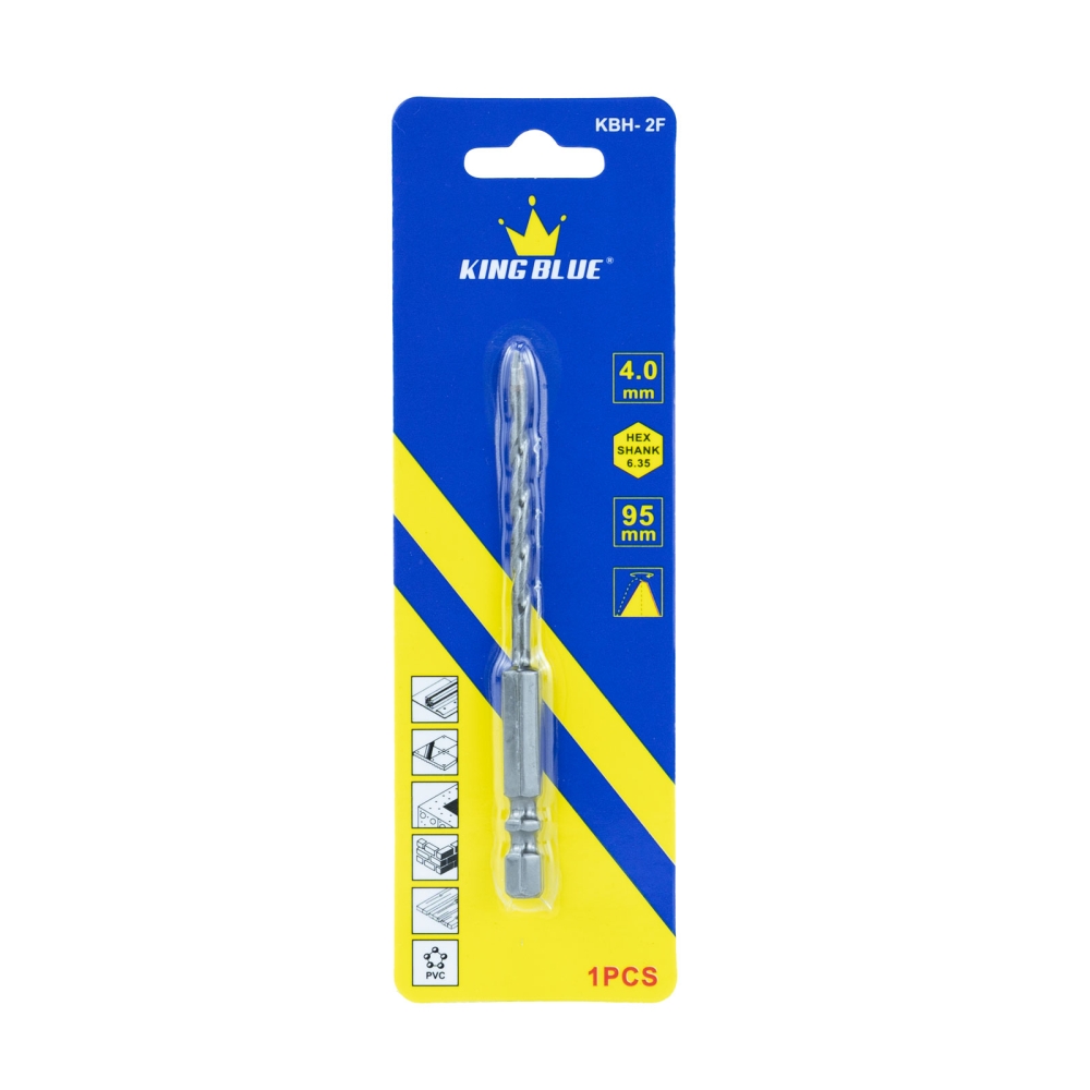 Combo 10 mũi khoan đa năng lục giác KingBlue KBH2F kích thước 4 - 12mm, dài 95mm khoan đá, kính, bê tông, gạch men, sắt