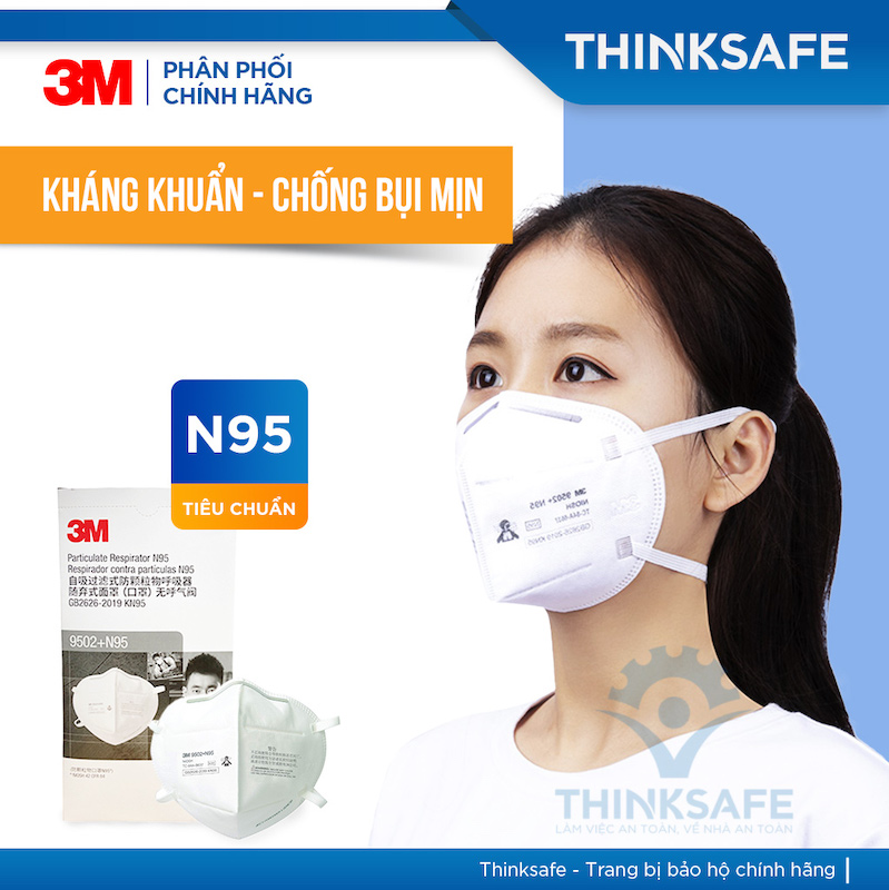 Khẩu Trang N95 3M 9502 Kháng Khuẩn, Bụi Mịn | Dây đeo qua gáy