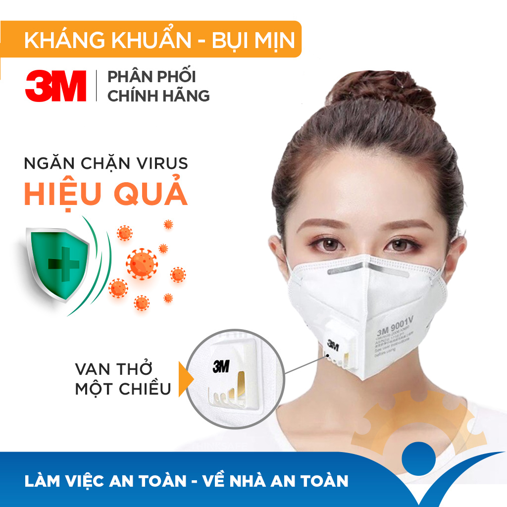 Khẩu Trang 3M 9001V Kháng Khuẩn, Bụi Mịn | Có van thở