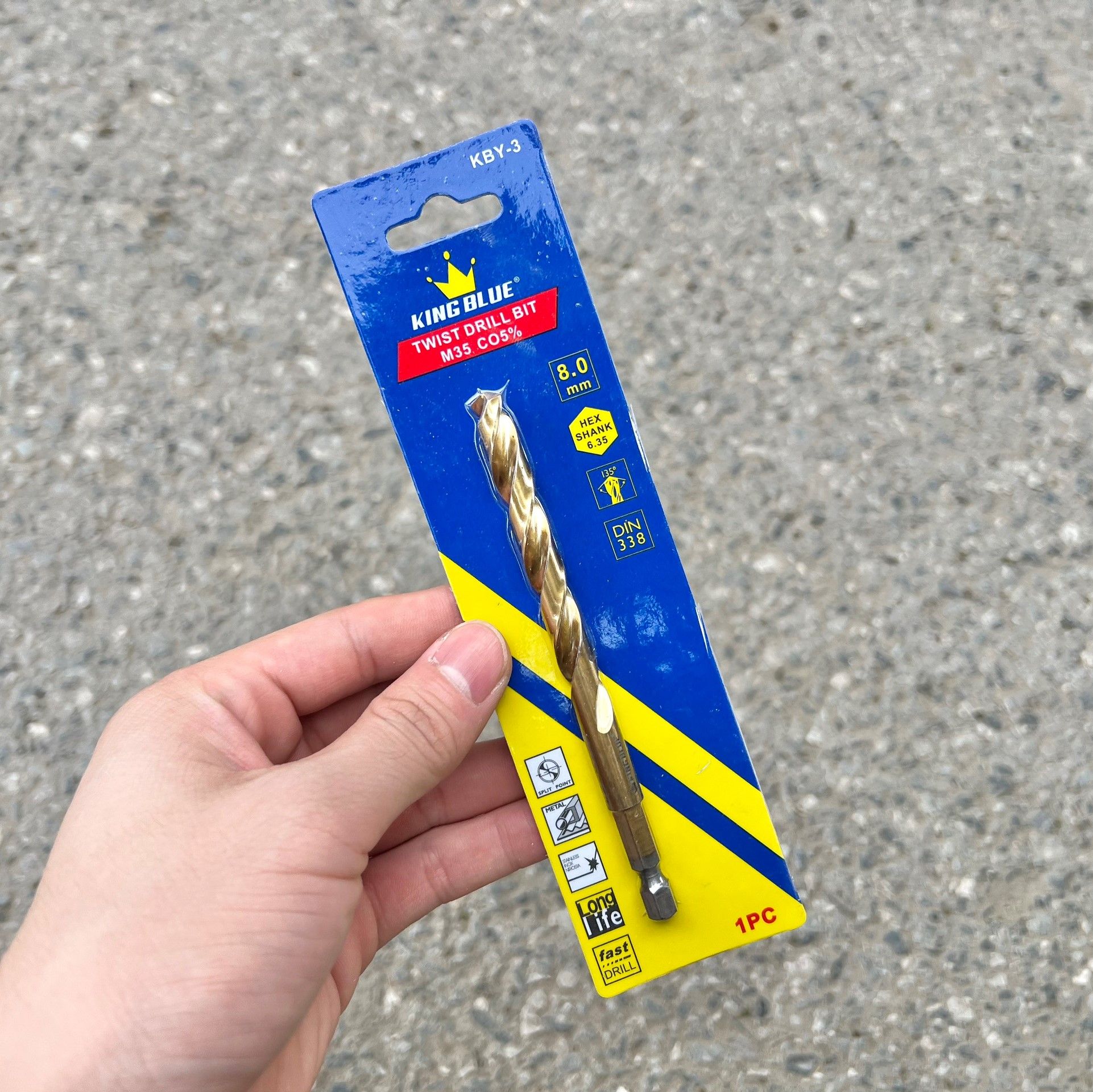 Lẻ: 1 mũi khoan inox chuôi lục giác KingBlue KBY3 kích thước 3 - 5.5mm