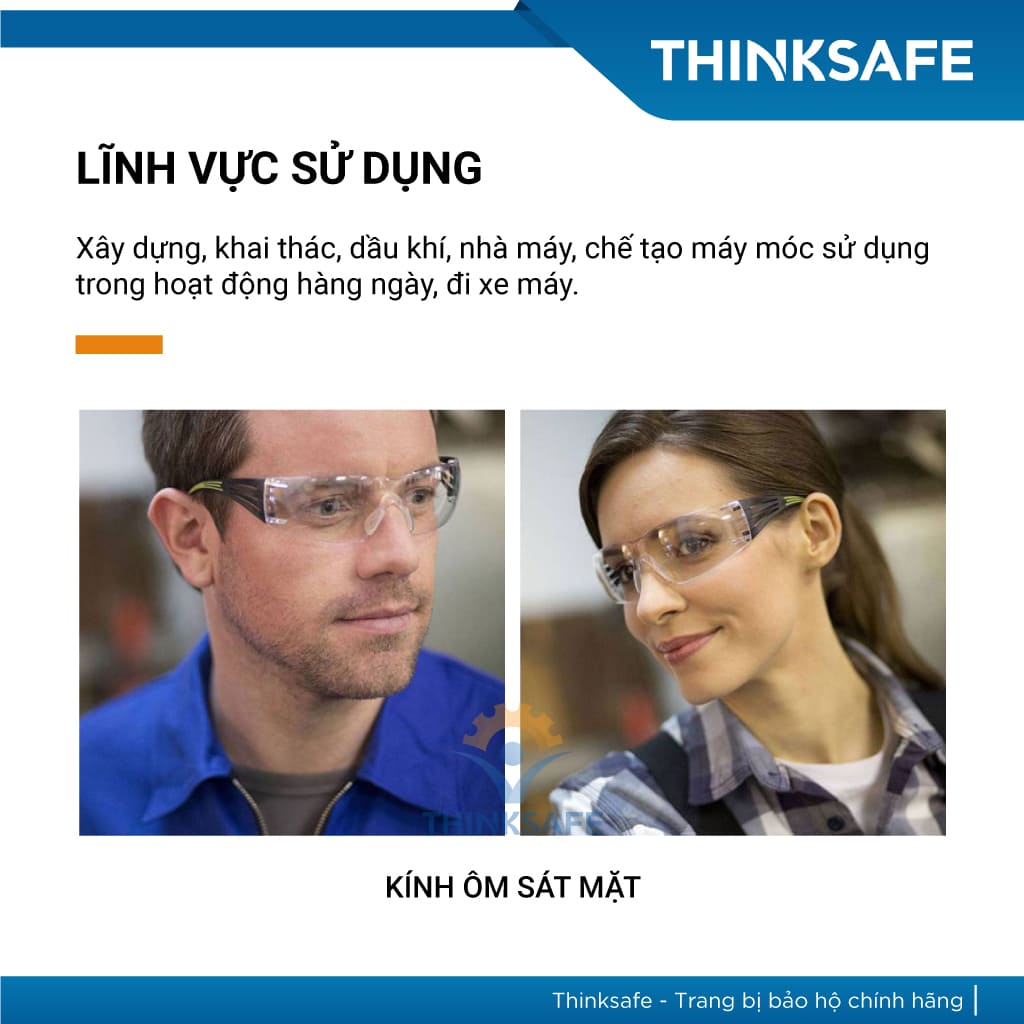 Kính bảo hộ 3M SF401AF, SF401SGAF Kính chống bụi trong suốt, chống tia UV, ôm mặt, Kính đi đường chống nắng - THINKSAFE