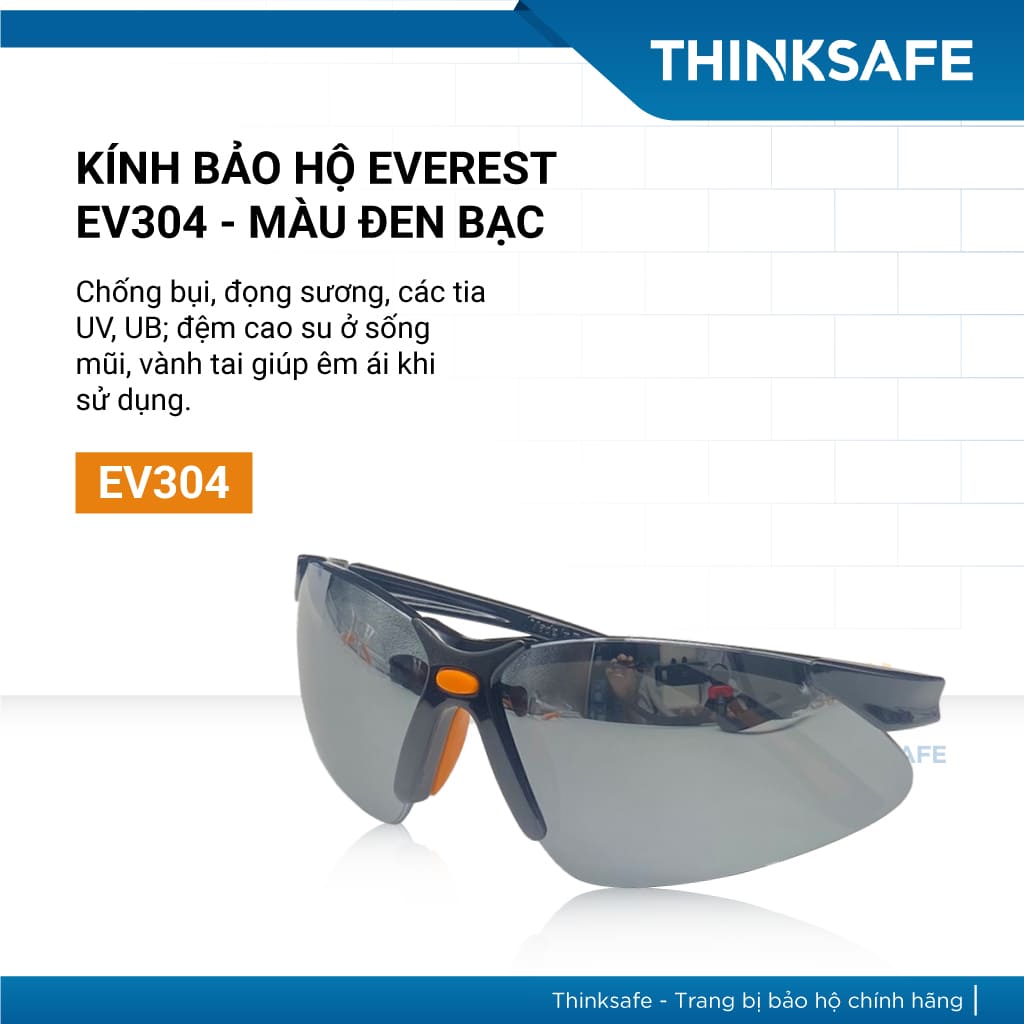 Kính bảo hộ Everest Ev304 | Đen tráng bạc