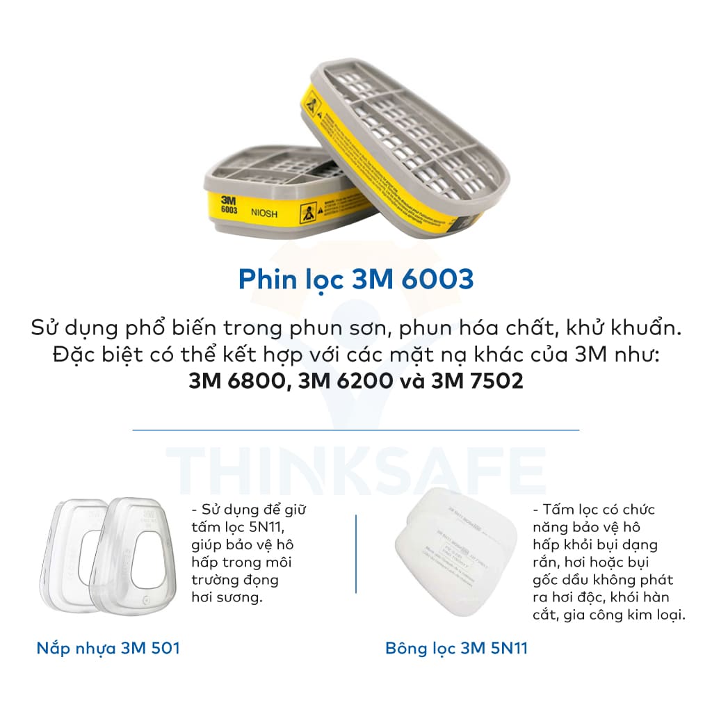 Bộ Mặt Nạ Phòng Độc 3M 6800 Kèm Phin 6003 | Bộ 7 món