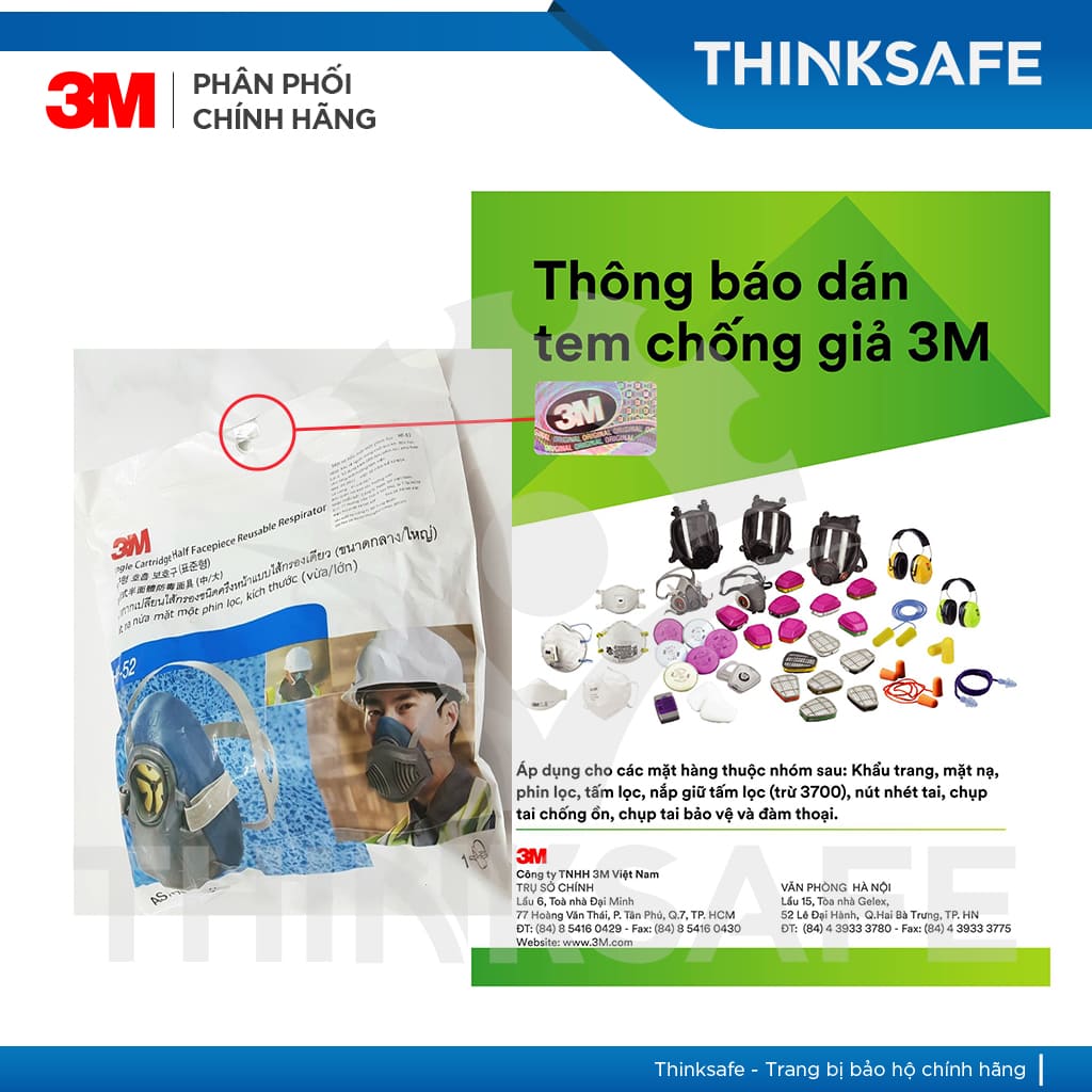 Mặt nạ phòng độc 3M HF52 (chưa bao gồm phin lọc)