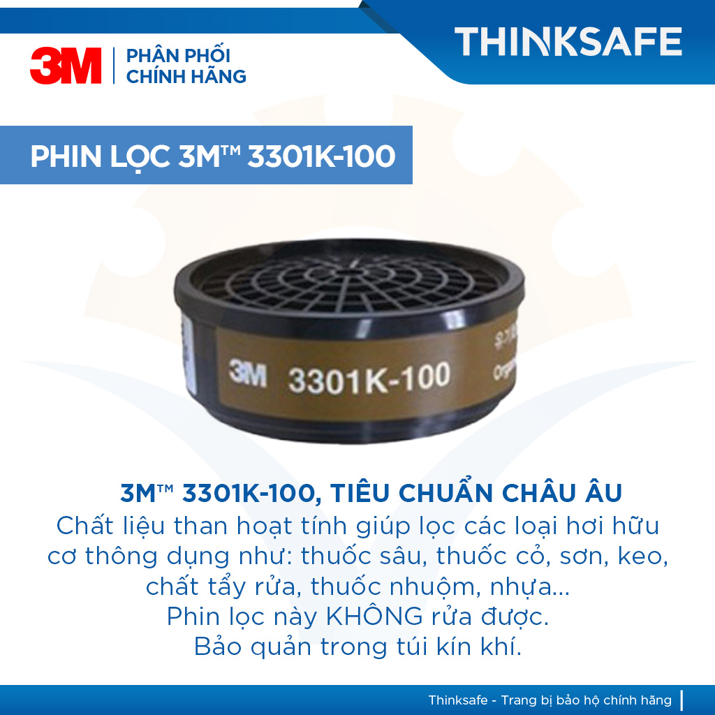 Bộ mặt nạ phòng độc 3M 3200 kết hợp phin lọc 3M 3301K-100