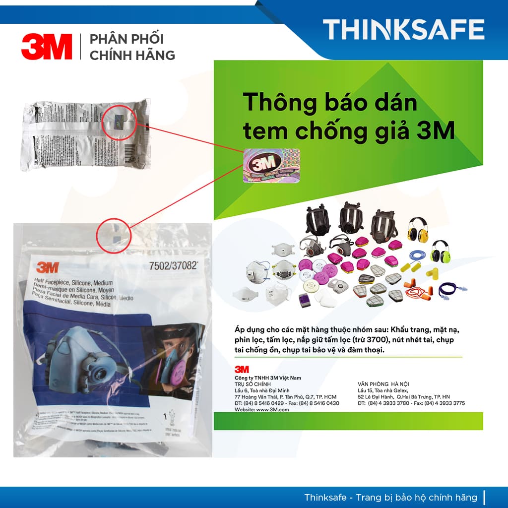 Mặt nạ phòng độc 3M 7502 (chưa bao gồm phin lọc)