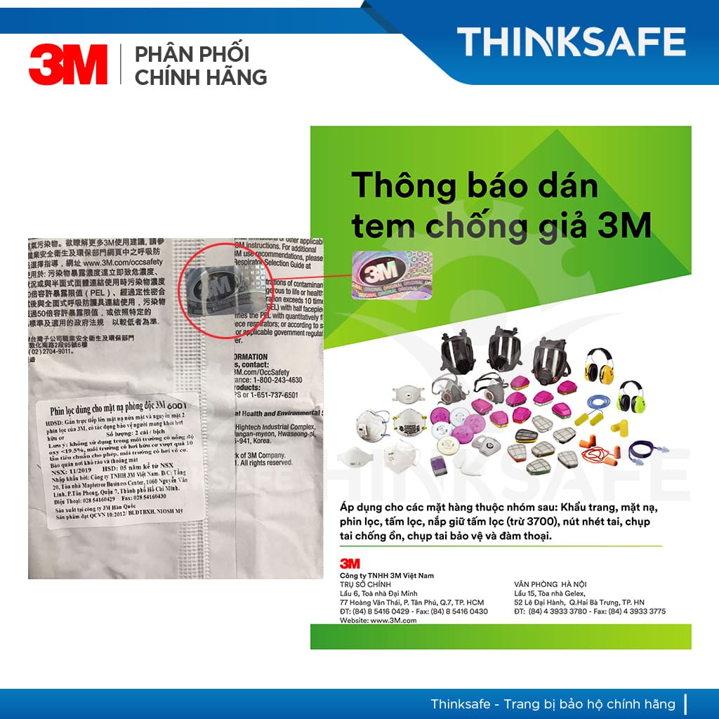 Phin lọc 3M 6001 phòng độc hơi hữu cơ