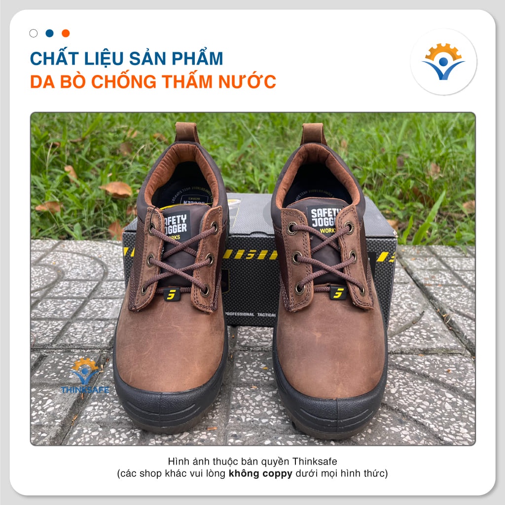 Giày bảo hộ Jogger nam Sahara da ngựa chống nước chống đinh trơn trượt va đập Giày jogger chính hãng - THINKSAFE