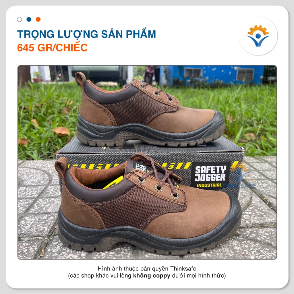 Giày bảo hộ Jogger nam Sahara da ngựa chống nước chống đinh trơn trượt va đập Giày jogger chính hãng - THINKSAFE