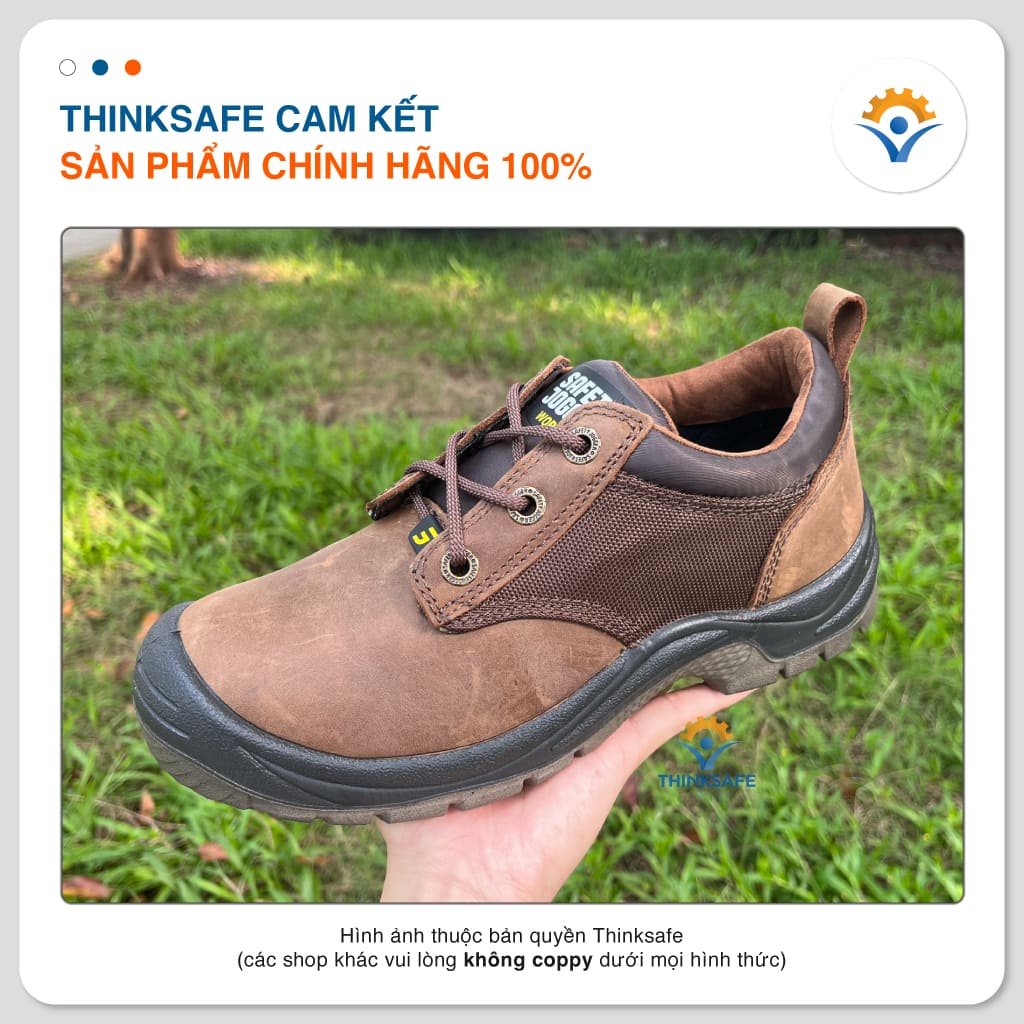 Giày bảo hộ Jogger nam Sahara da ngựa chống nước chống đinh trơn trượt va đập Giày jogger chính hãng - THINKSAFE