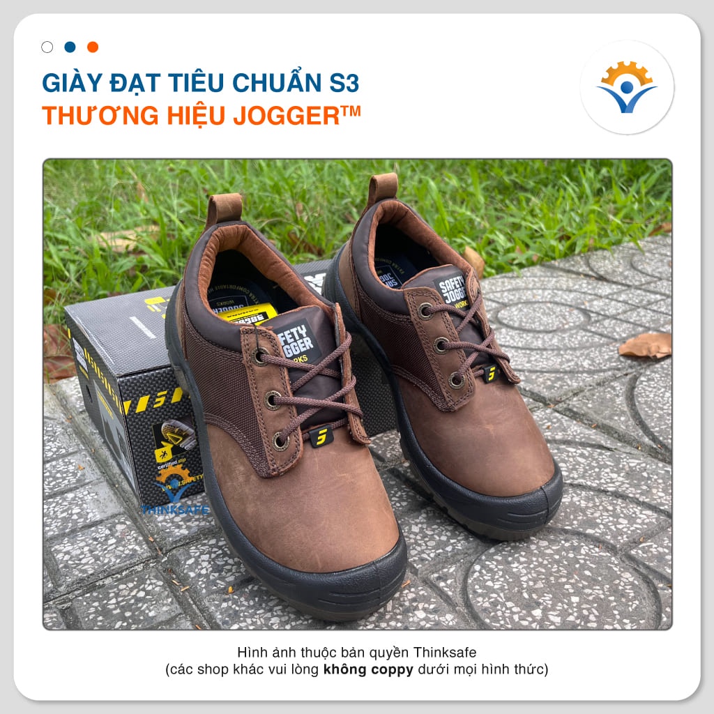 Giày bảo hộ Jogger nam Sahara da ngựa chống nước chống đinh trơn trượt va đập Giày jogger chính hãng - THINKSAFE