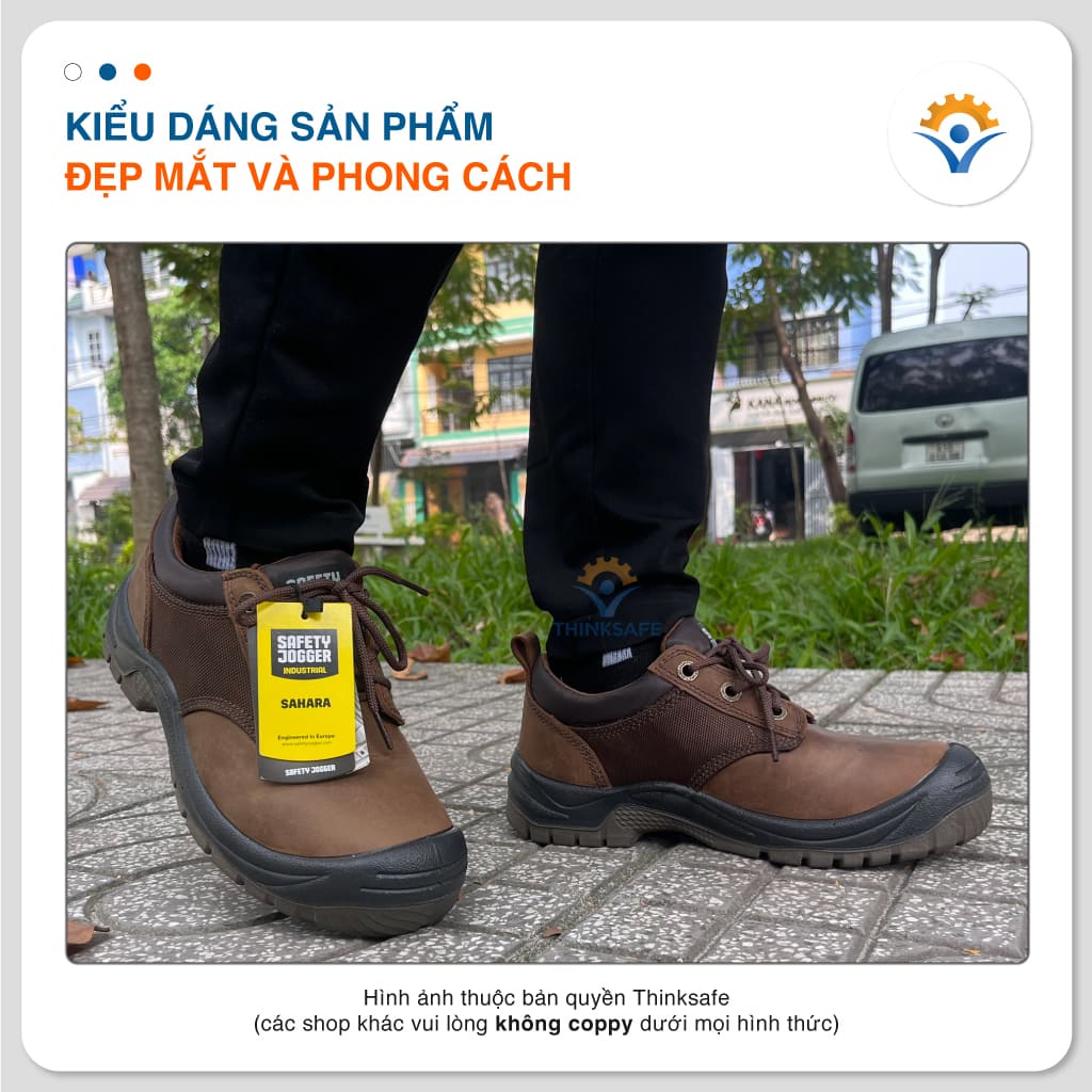 Giày bảo hộ Jogger nam Sahara da ngựa chống nước chống đinh trơn trượt va đập Giày jogger chính hãng - THINKSAFE