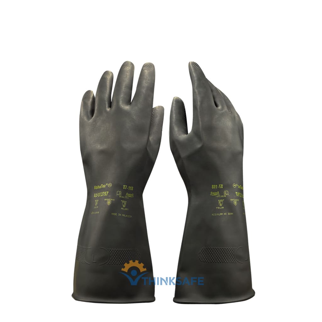 Găng tay cao su chống hóa chất Alphatec 87-118 chống Axit, chất tẩy rửa, chống hóa chất Bao tay chống axit - THINKSAFE