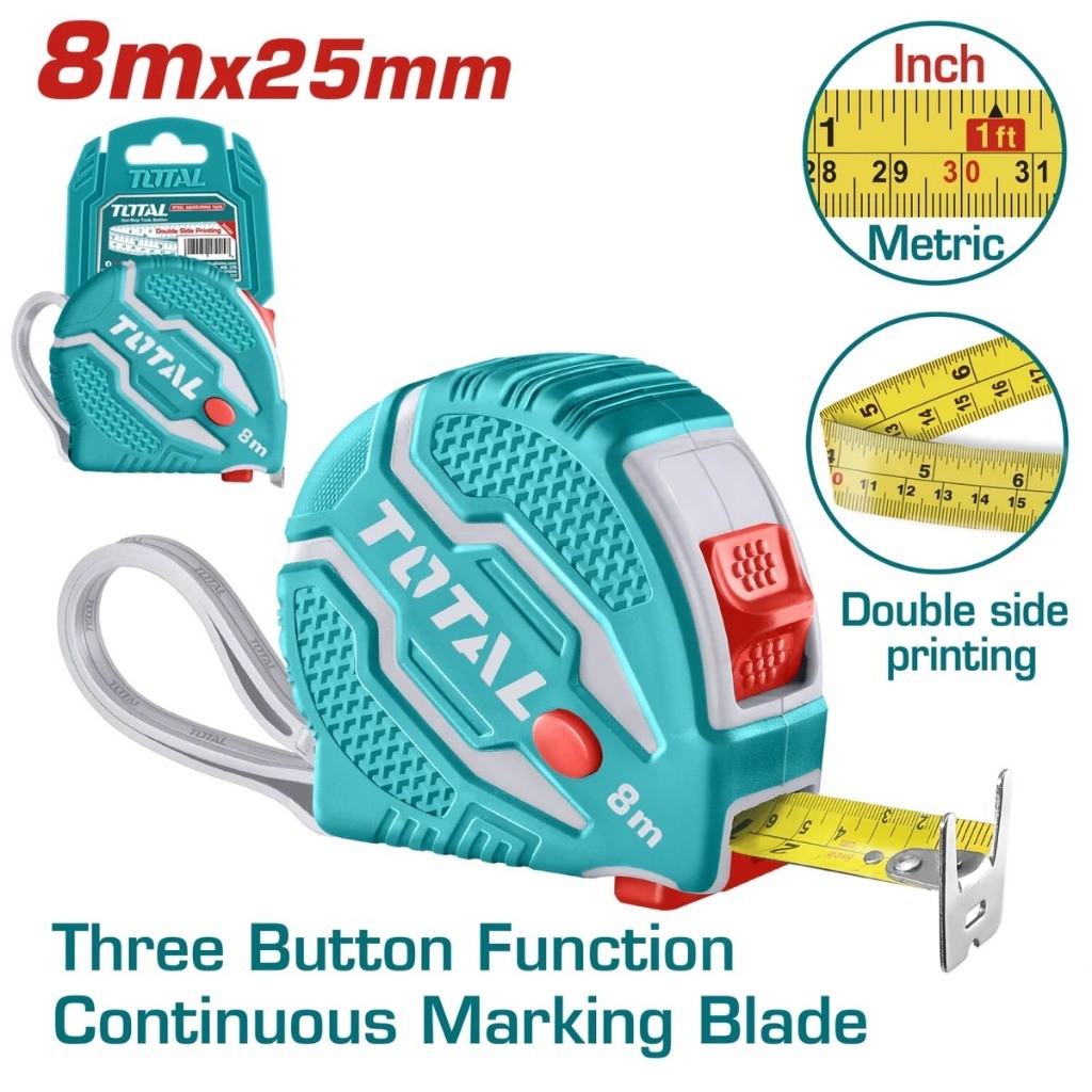 Thước cuộn thép Total 2m-10m, Thước kéo thép, không gỉ, bên bỉ, đa năng, cao cấp - Thinksafe