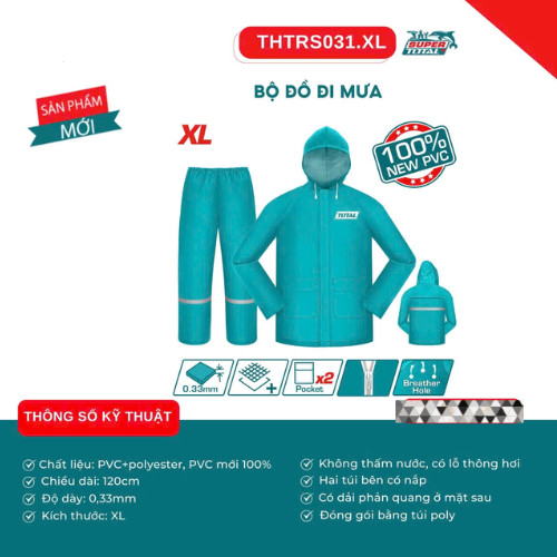 Bộ đồ đi mưa, chất liệu PVC TOTAL THTRS031.XL
