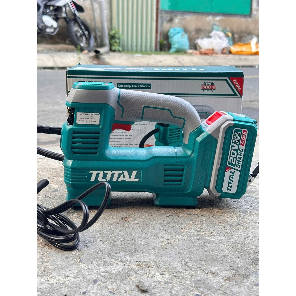 Máy bơm lốp xe tự động pin 20V TOTAL TACLI2012 Máy nén khí tự động áp suất 160PSI/11Bar, lưu lượng 35L/phút chưa kèm pin