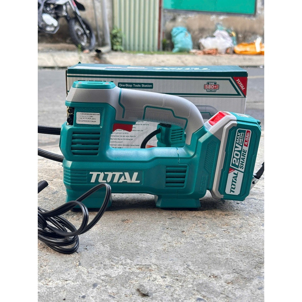 Máy bơm lốp xe tự động pin 20V TOTAL TACLI2012 Máy nén khí tự động áp suất 160PSI/11Bar, lưu lượng 35L/phút chưa kèm pin