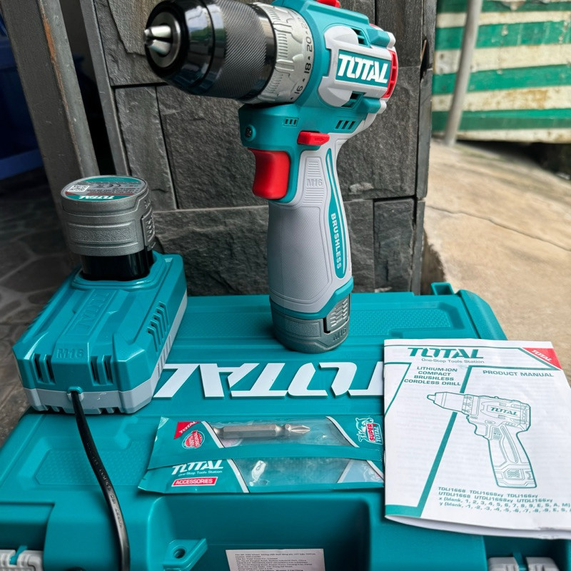 Máy khoan búa pin 16V không chổi than Total TIDLI16682 lực siết 60Nm