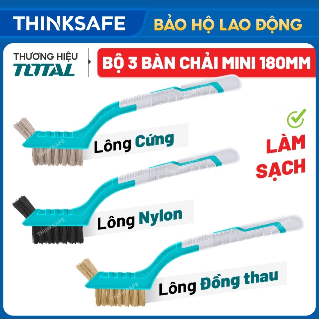 Bộ 3 bàn chải mini làm sạch mài mòn 180mm TOTAL TAC38033