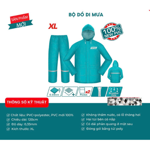 Bộ đồ đi mưa, chất liệu PVC TOTAL THTRS031.XL