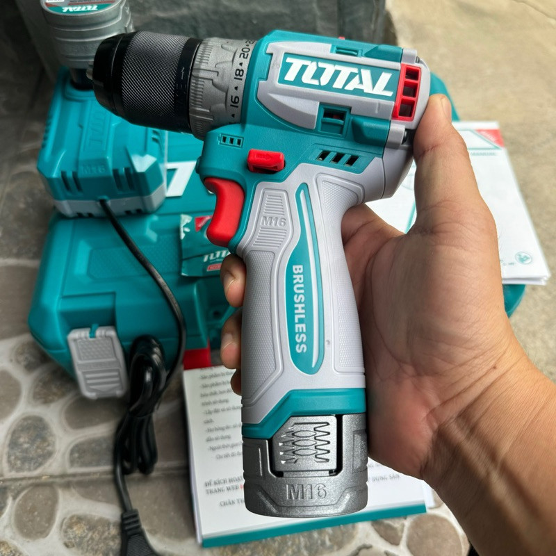 Máy khoan búa pin 16V không chổi than Total TIDLI16682 lực siết 60Nm