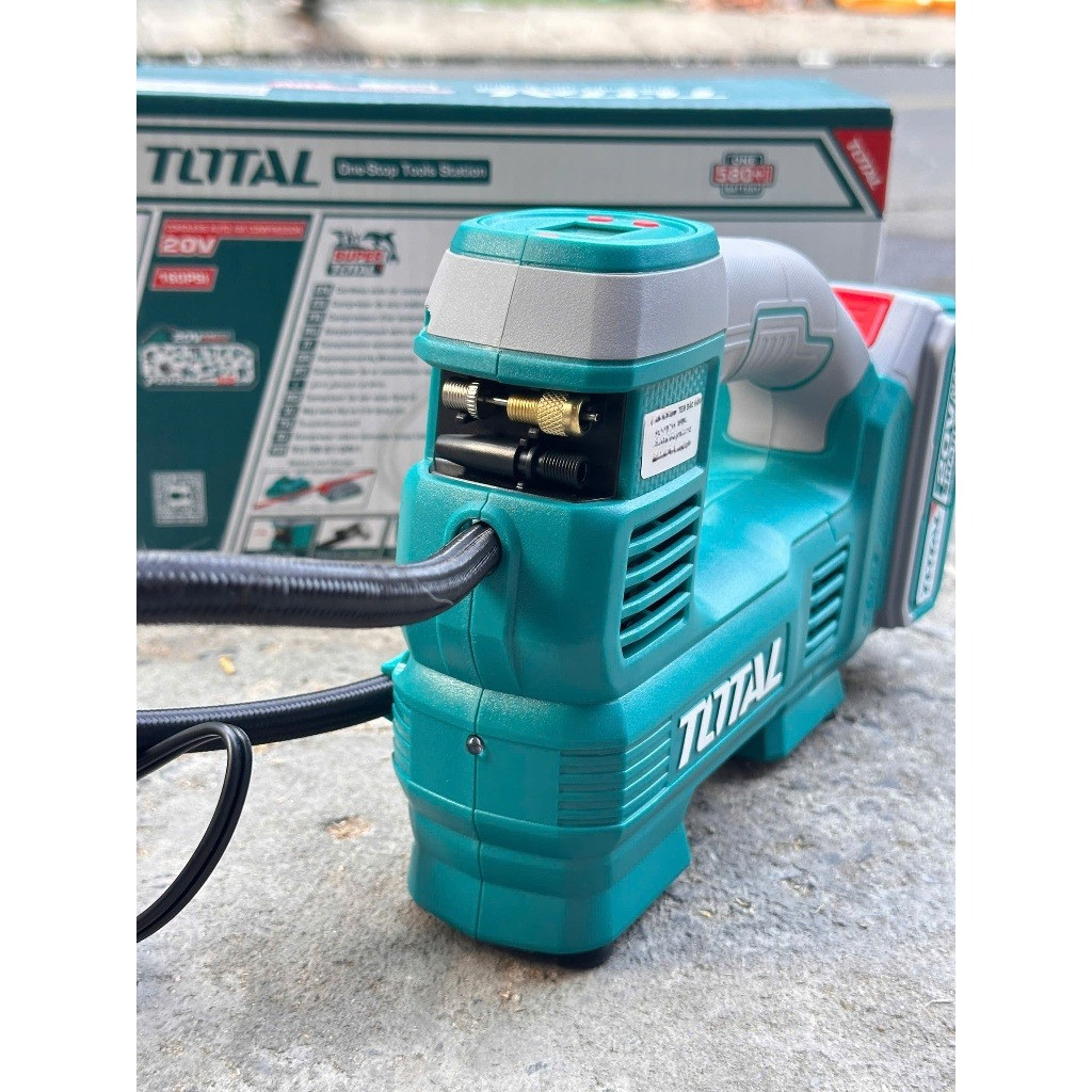 Máy bơm lốp xe tự động pin 20V TOTAL TACLI2012 Máy nén khí tự động áp suất 160PSI/11Bar, lưu lượng 35L/phút chưa kèm pin