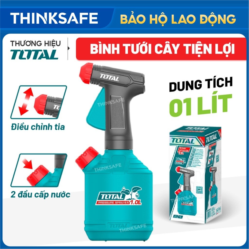 Bình xịt tưới cây 1 lít TOTAL THSPP30102 (Chính Hãng), Vòi phun có thể điều chỉnh phun sương - Thinksafe