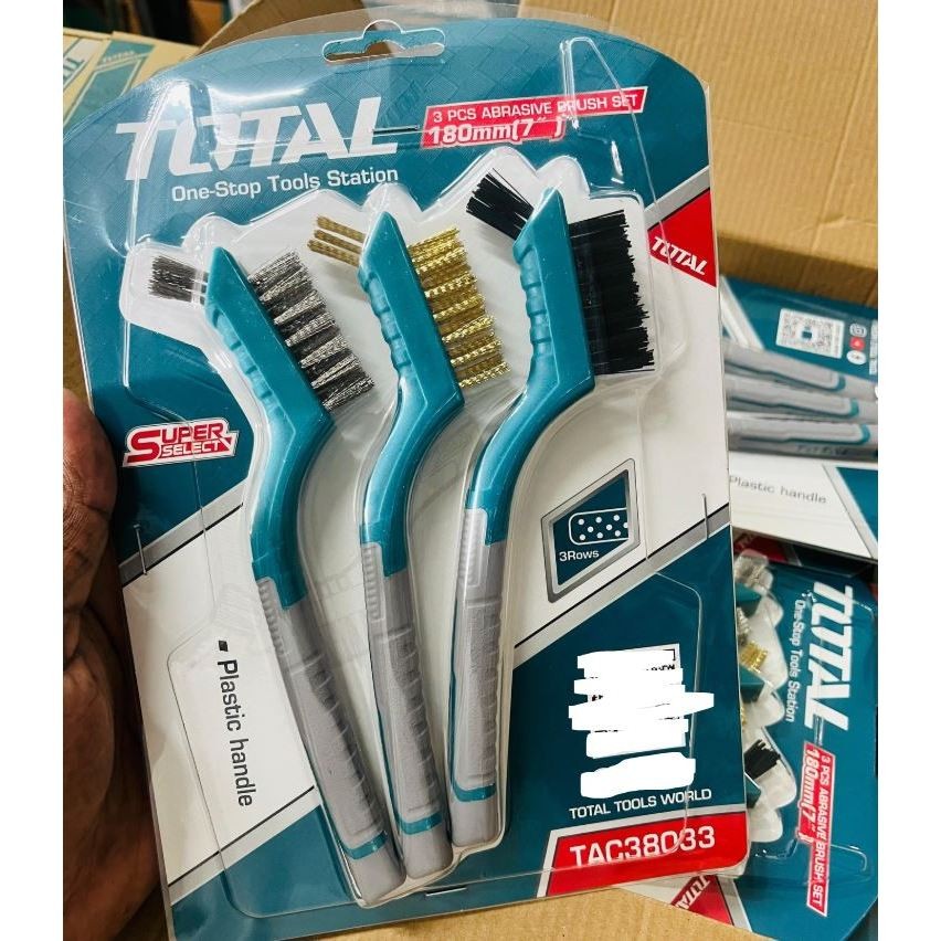 Bộ 3 bàn chải mini làm sạch mài mòn 180mm TOTAL TAC38033