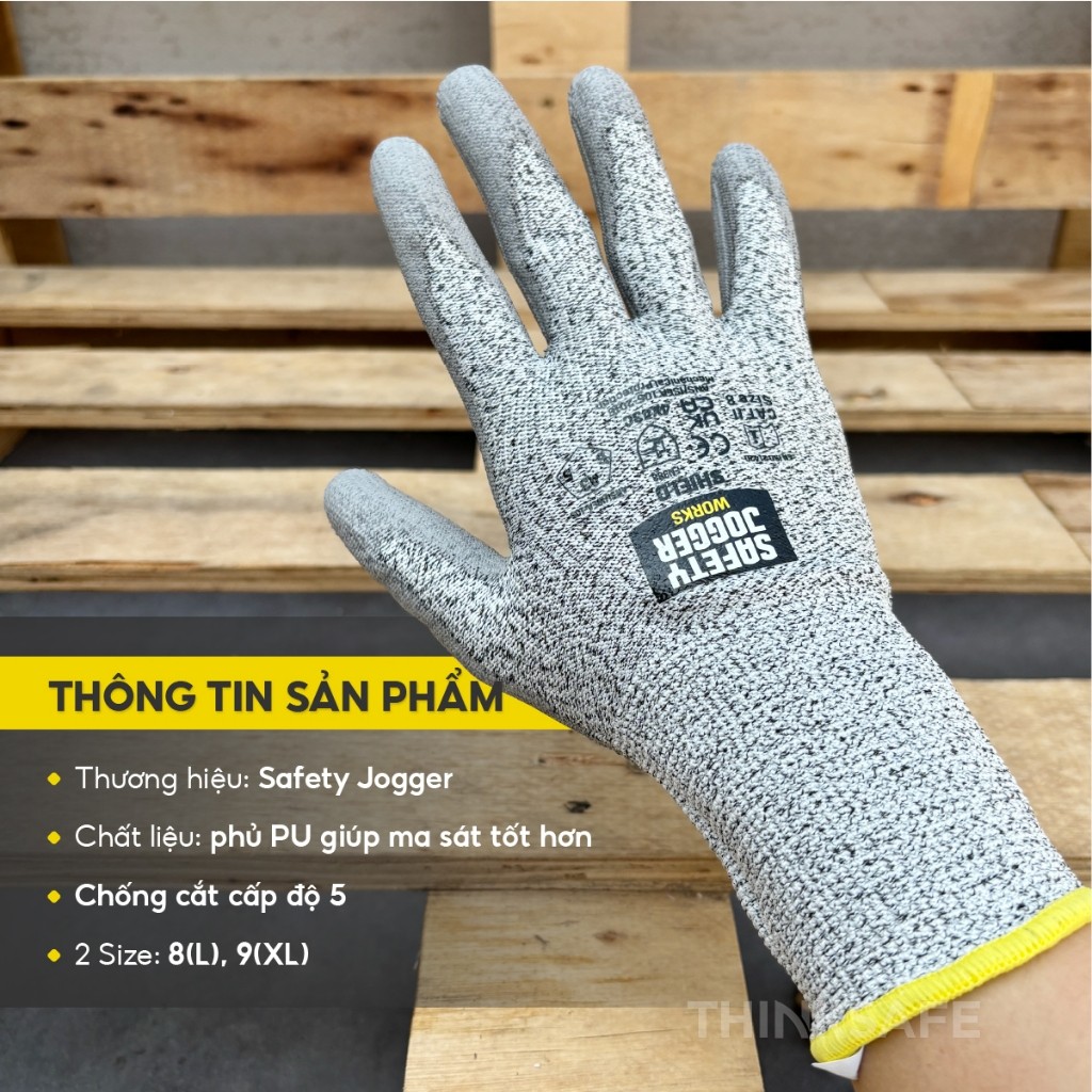 Combo 12 đôi găng tay chống cắt Jogger Shield cấp độ 5, bảo vệ tay, chống cắt tôn kính Găng tay lao động chính hãng