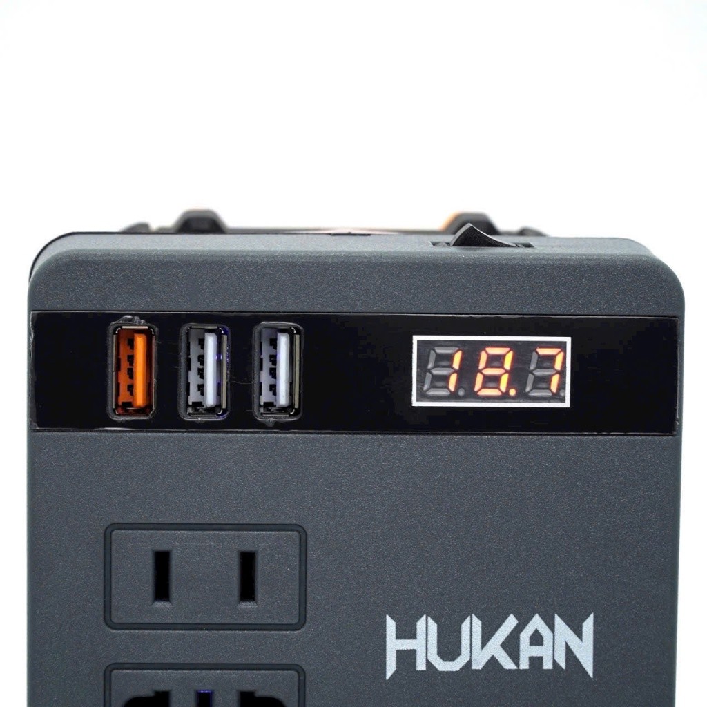 Đế chuyển nguồn điện pin 18-28V sang điện 220V HUKAN HM21-G1-SI0200, Chân pin phổ thông 4cm